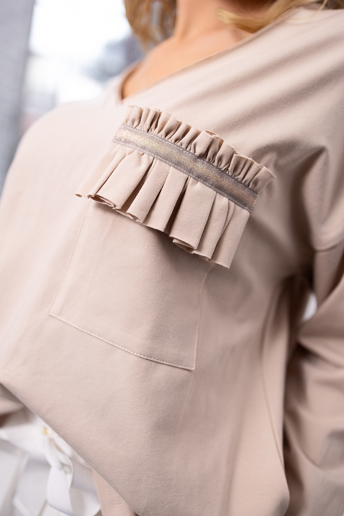 BLUZKA SEREK BASIC LEONA - Beżowy - obrazek 5