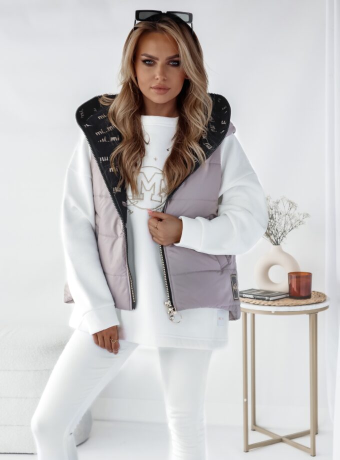 PIKOWANA KRÓTKA KAMIZELKA LOVE - Szary