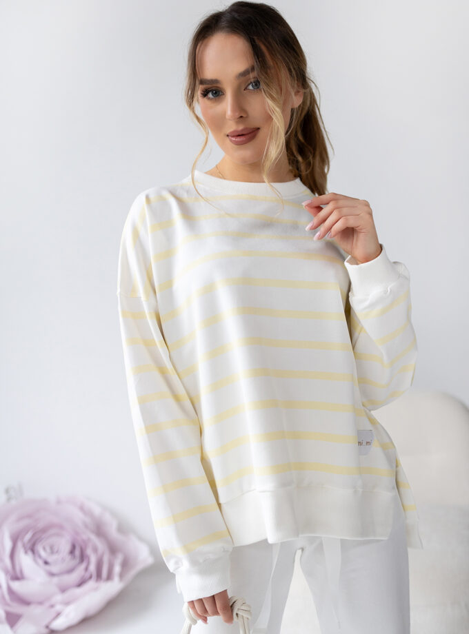 BLUZKA W PASKI AMMA - Żółty