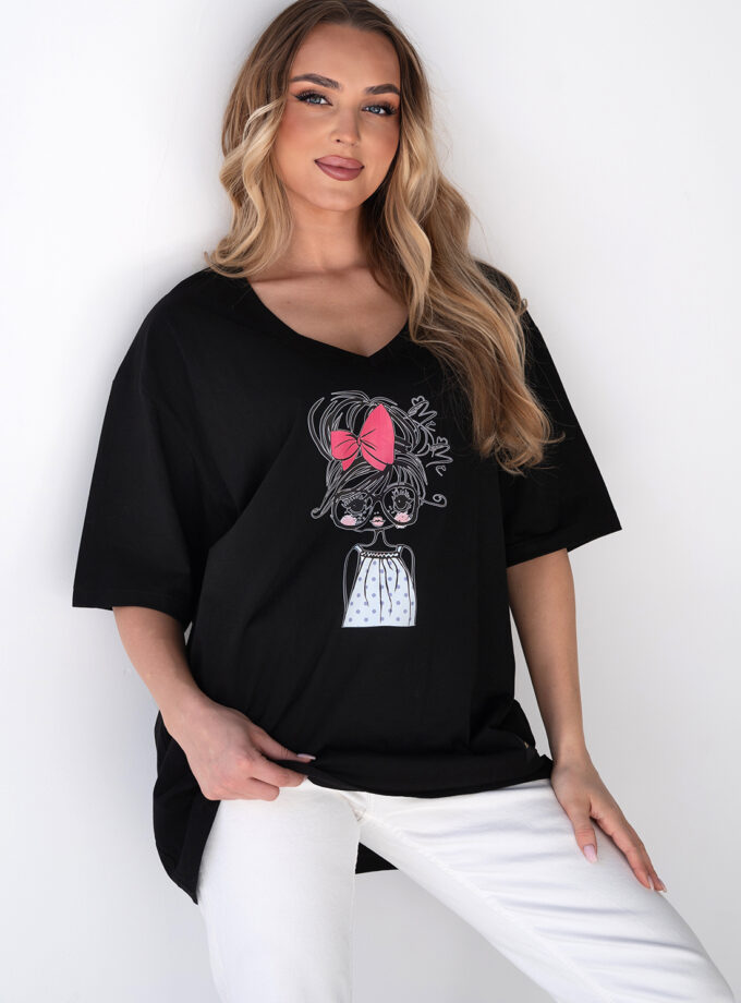 T-SHIRT LONG SEREK BABY - Czarny